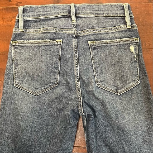FRAME Denim Le High Straight Jeans Chewed Hem Rue Distressed Size 25 - Picture 6 of 12